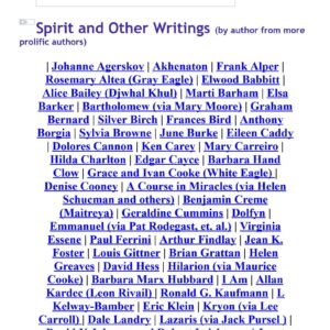 Channeling Book List by Author.Catalog listing of spirit writings