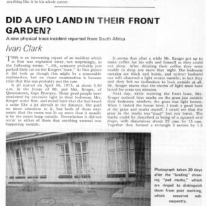 Clark,UFO 1973,soil traces,South Africa,FSR-CH 1973 N 17