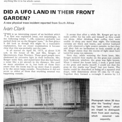 Clark,UFO 1973,soil traces,South Africa,FSR-CH 1973 N 17 - Imagen 1