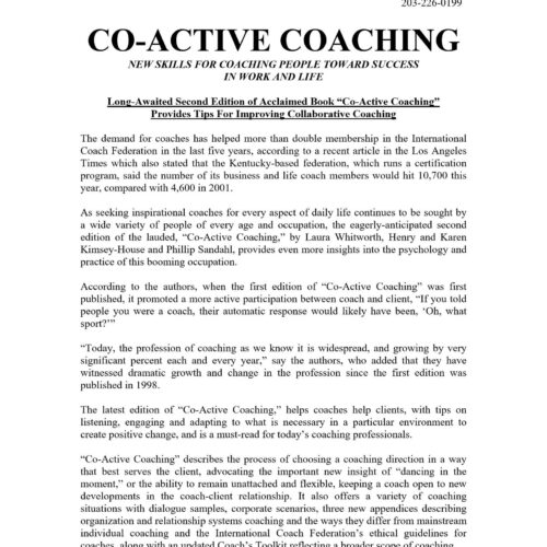 Co-active coaching,M.L.Moss - Imagen 1