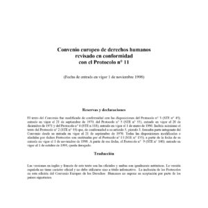 Convenio Europeo de Derechos Humanos 1998