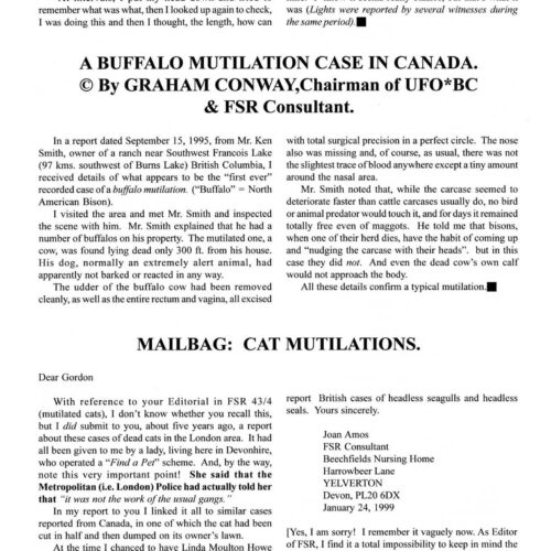 Conway,Buffalo Mutilation 1995,British Columbia,FSR1999V44N1 - Imagen 1