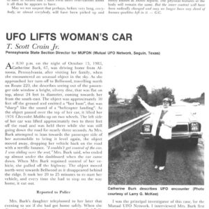 Crain,UFO 1983 lifts car,Penn.,FSR84V29N6