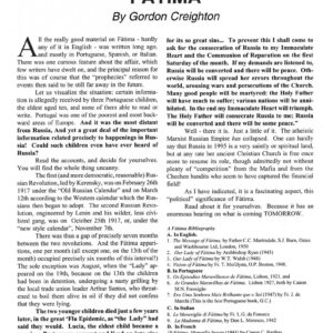 Creighton,Fatima 1917,Political Aspects,FSR95V40N3