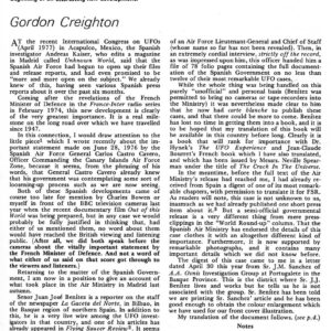 Creighton,Spanish Air Force opens UFO files,FSR77V23N3