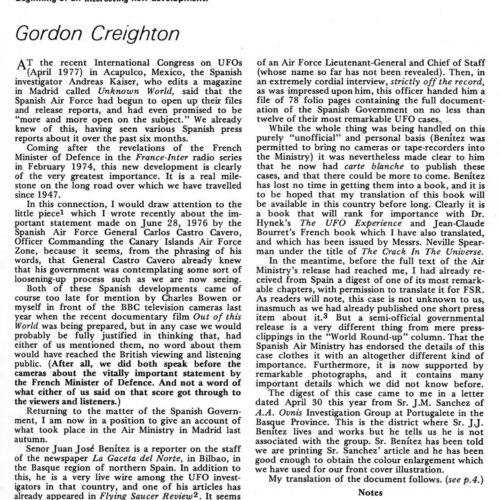 Creighton,Spanish Air Force opens UFO files,FSR77V23N3 - Imagen 1
