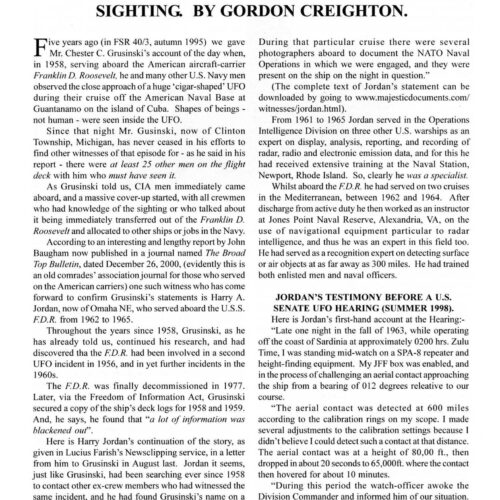 Creighton,UFO 1958,Guantanamo,Cuba,FSR2001V46N2 - Imagen 1