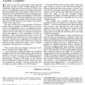 Creighton,UFO 1964 over Atlantic ocean,FSR81V27N3