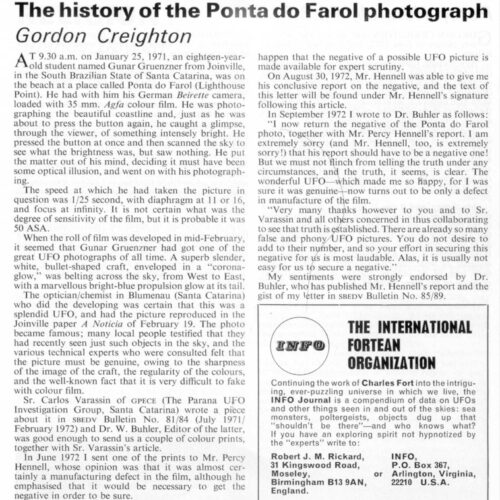 Creighton,UFO Photo 1971,Brazil,FSR73V19N3 - Imagen 1