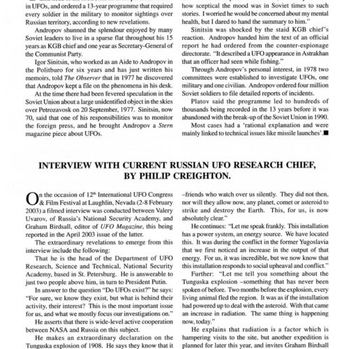 Creighton,UFO Research in Russia,FSR2003V48N1 - Imagen 1