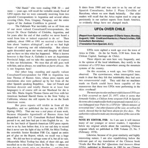 Creighton,UFOs 1990,Arica,Chile,FSR1993V38N4 - Imagen 1