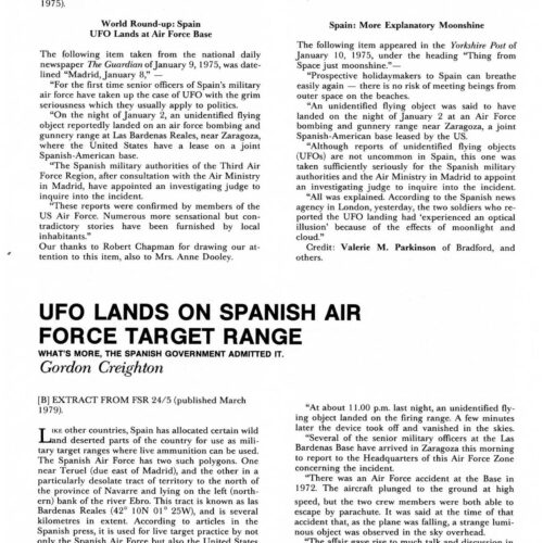 Creighton,Ufo Landing 1975,Spanish Air Force Base,FSR90V35N1 - Imagen 1