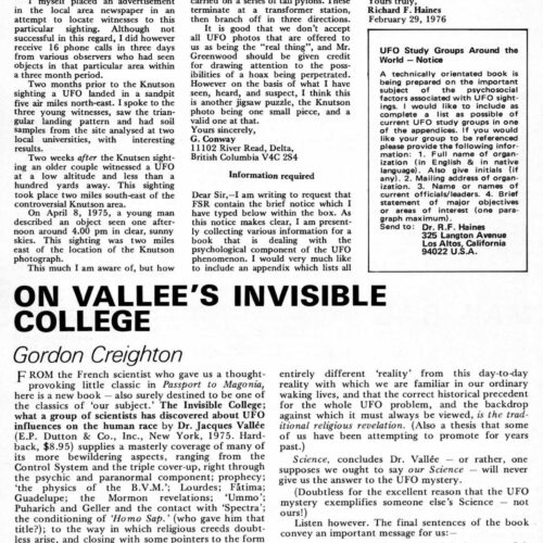 Creighton,Vallee Invisible College,FSR76V22N1 - Imagen 1