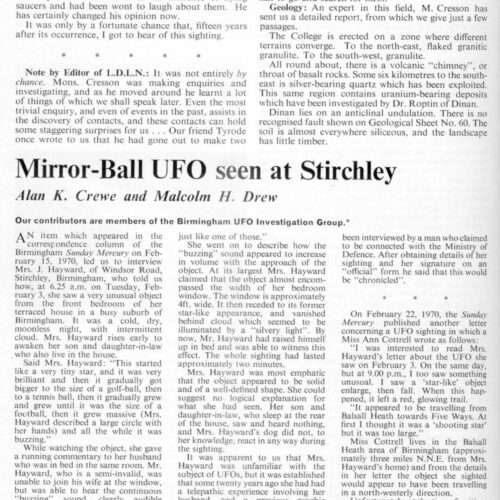 Crewe-Drew,UFOs 1970,Birmingham,FSR-CH 1970 N 1 - Imagen 1