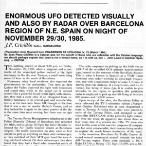Crivillen,UFO 1985,Barcelona,FSR1986V32N1