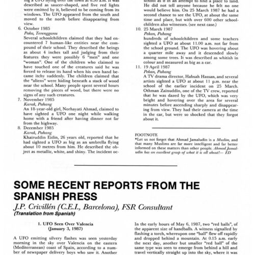 Crivillen,UFOs 1987,Spain,FSR1988V33N4 - Imagen 1