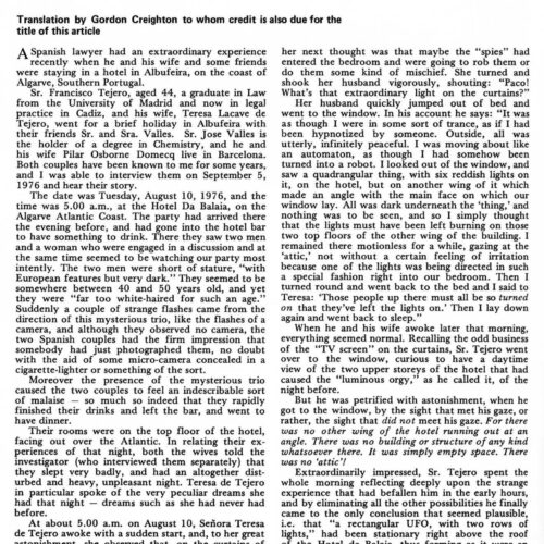 Darnaude,UFO 1976 at Da Balaia Hotel,FSR77V23N3 - Imagen 1