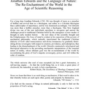 Edwards(1703-1758),Language of nature,By A.Zakai