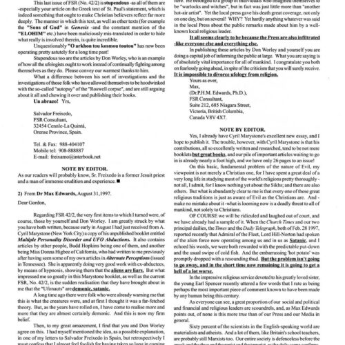 Edwards,Abductions and Satanic Power,FSR1997V42N4 - Imagen 1