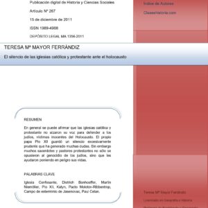 El silencio de la Iglesia ante el Holocausto,T.M.M.Ferrandiz