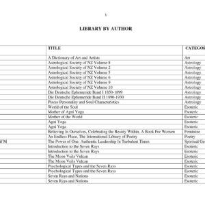Esoteric Library,A-Z list by author