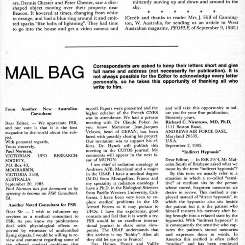 Fawcett,Human reactions to UFOs 1944-1984,FSR1986V31N2 - Imagen 1