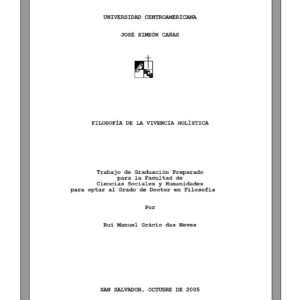 Filosofia de la Vivencia Holistica,J.Simeon Canyas