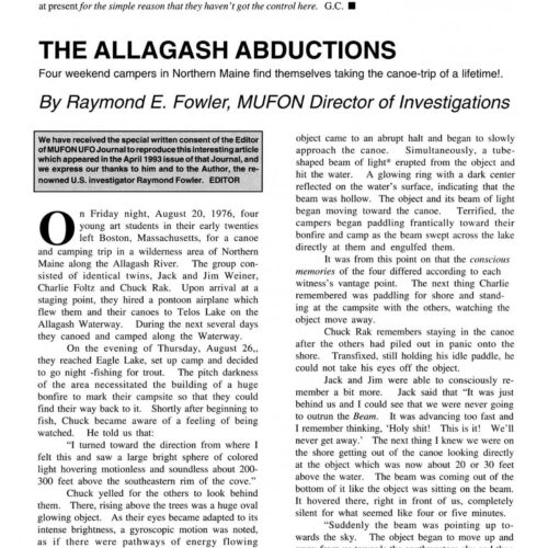 Fowler,1976 Allagash Abductions,Maine,FSR1993V38N4 - Imagen 1