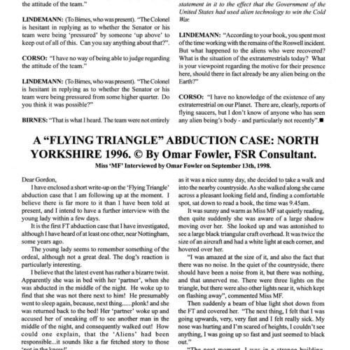 Fowler,Flying Triangle 1996 Abduction,England,FSR1998V43N3 - Imagen 1