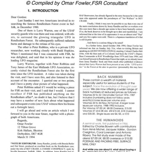 Fowler,Humanoids 1980,Rendlesham Forest,England,FSR95V40N1 - Imagen 1