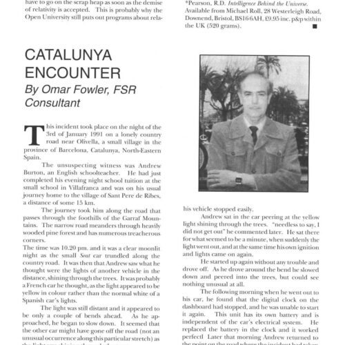 Fowler,UFO 1991,Barcelona,FSR1992V37N3 - Imagen 1