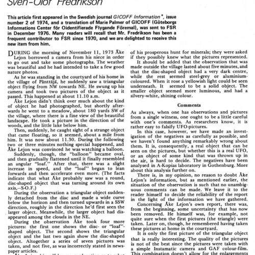 Fredrikson,UFO Photos 1973,Sweden,FSR76V22N6 - Imagen 1