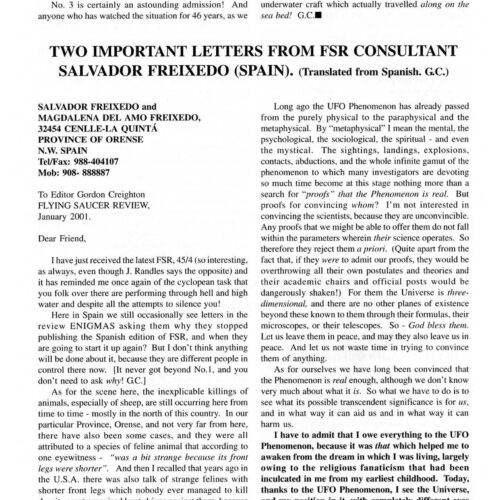 Freixedo,Opinions about UFOs,FSR2001V46N3 - Imagen 1