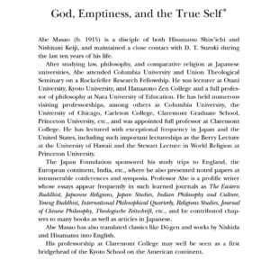 God,emptiness and the true self,Abe Masao