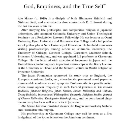 God,emptiness and the true self,Abe Masao - Imagen 1