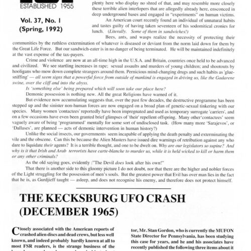 Gordon,UFO Crash 1965,Kecksburg,Penn.,FSR1992V37N1 - Imagen 1