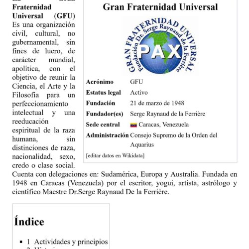 Gran Fraternidad Universal GFU - Imagen 1
