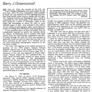 Greenwood,UFOs 1953,Arizona Air Force Base,FSR78V24N2