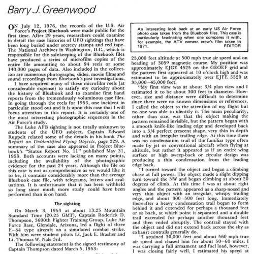 Greenwood,UFOs 1953,Arizona Air Force Base,FSR78V24N2 - Imagen 1