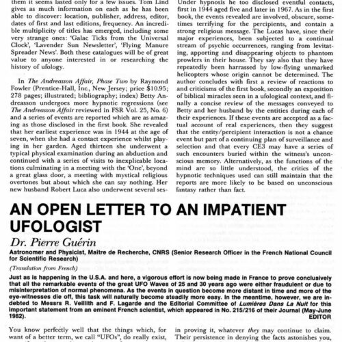 Guerin,Letter to an impatient ufologist,FSR83V28N5 - Imagen 1