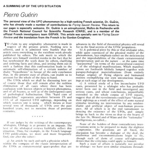 Guerin,Summon up of UFO situation,FSR79V25N1 - Imagen 1