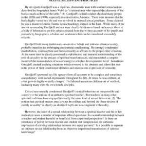 Gurdjieff Sexual Behaviour