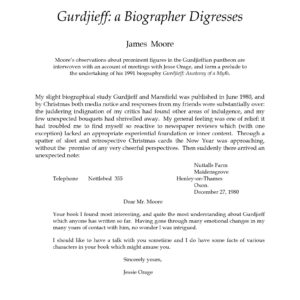 Gurdjieff,A Biographer Digresses