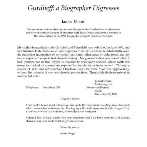Gurdjieff,A Biographer Digresses - Imagen 1