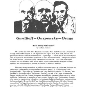 Gurdjieff,Ouspensky,Orage,by G.Munson