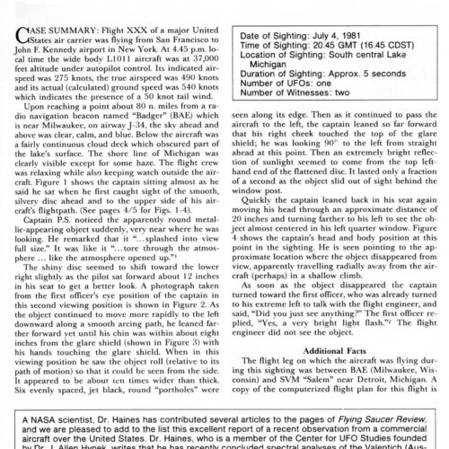 Haines,UFO 1981,Lake Michigan-1,FSR82V27N4 - Imagen 1