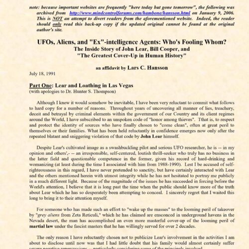 Hansson,Lars C.,UFOs,aliens and ex-intelligence agents - Imagen 1