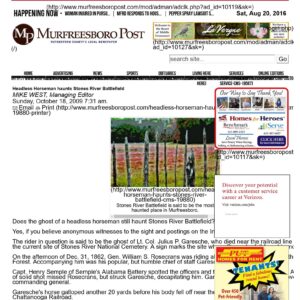 Headless horseman haunts Stones River battlefield(1862)