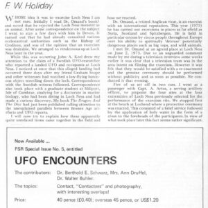 Holiday,Exorcism 1971 and UFO Landing at Loch Ness,FSR73V19N5