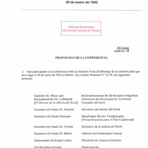 Holocausto,Solucion Final,Conferencia Wannsee 1942 - Imagen 1